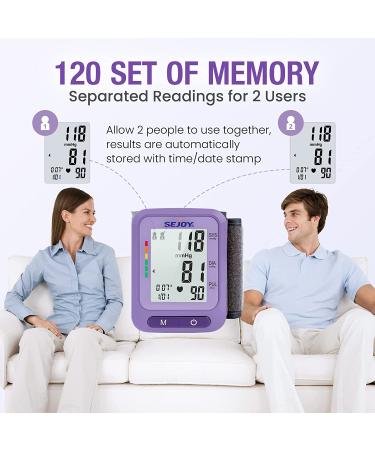 Digital Wrist Blood Pressure Monitor with Large LCD Display and Irregular Heartbeat Detector - 2 Users Memory - Home Use BP Machine (Purple) - Buy Online on SooperMarket.com