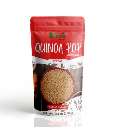 Bivvo Market Quinoa Puffs - Original Flavor Puffed Quinoa, Perfect Alternative to Grain Snacks & Cereals - Superfood Rich with Vitamins, Minerals, Fibers