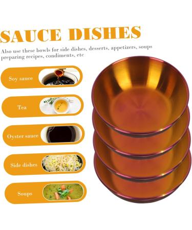 MAGICLULU Japanese Plates 4pcs Sushi Dipping Plate Stainless Steel Purple Dim Sum Dishes Mini re-usable Round Serving Platter 8.2x8.2cm Purple - Buy Online on SooperMarket.com