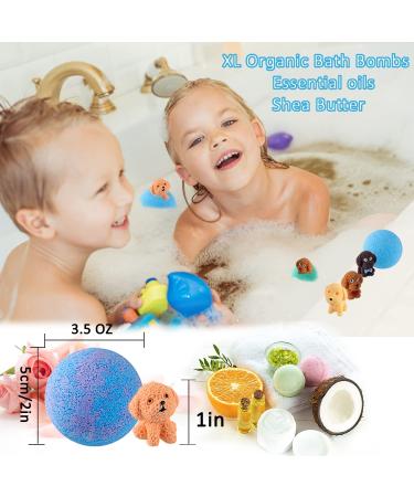 Bath Bombs for Kids - 12 Pack Handmade Fizzy Balls with Surprise Puppy Toys Inside | Organic Spa Bubble Bath Gift Set for Toddlers | Safe and Fun Bath Time Kit for Birthday, Easter, Christmas - Buy Online on SooperMarket.com