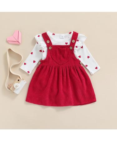 MoccyBabeLee Newborn Baby Girl Clothes Set | Long Sleeve Flower Bodysuit Romper + Corduroy Overall Dress | Infant Outfits 3-6 Months - Buy Online on SooperMarket.com