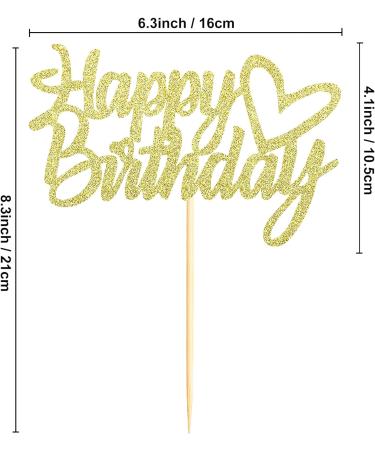 Sumerk Gold Glitter Happy Birthday Cake Topper 1PC Cake Toppers for Birthday Party Decorations Supplies - Buy Online on SooperMarket.com