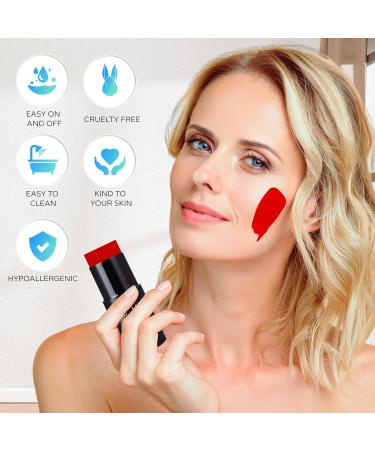 Go Ho Water Based Red Face Paint Stick 1.06 Oz - Non-toxic Cream Body Paint for Adults & Kids - Washable Full-coverage Makeup Stick for Theater, Halloween, SFX & Cosplay - Buy Online on SooperMarket.com