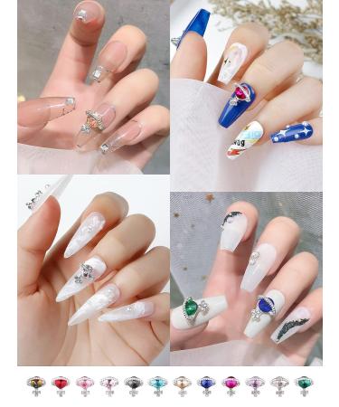 60Pcs Saturn Planet Nail Charms: 3D Glitters Rhinestones for DIY Nail Art - 12 Colors - Buy Online on SooperMarket.com