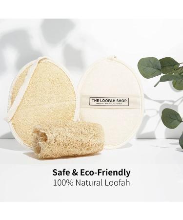 The Loofah Shop Bath Loofah Sponge - Exfoliating Body Scrubber for Men, Women, and Kids - Eco-Friendly Natural Egyptian Loofah - 2 Pack with Cotton Travel Pouch - Buy Online on SooperMarket.com