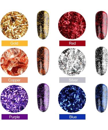 Gold Foil Flakes for Resin - 8 Bottle Set | Gilding Flakes for Nails, Crafts, Painting, Art, Slime - Gold, Silver, Copper, Red, Blue, Purple, Green, Peach - Buy Online on SooperMarket.com