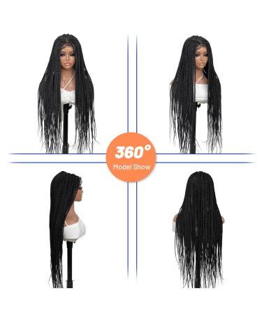 Bilisar Box Braid Wig for Black Women - 30 Inch Hand Braided Synthetic Lace Front Wig with Baby Hair - Lightweight Knotless Cornrow Braids in Natural Black (1B) - Buy Online on SooperMarket.com