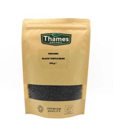 Organic Black Turtle Beans 500g - No Additives or Preservatives High Protein High Fibre - GMO-Free Raw Vegan Certified Organic - Nutritious and Versatile - Thames Organic 500 g (Pack of 1)