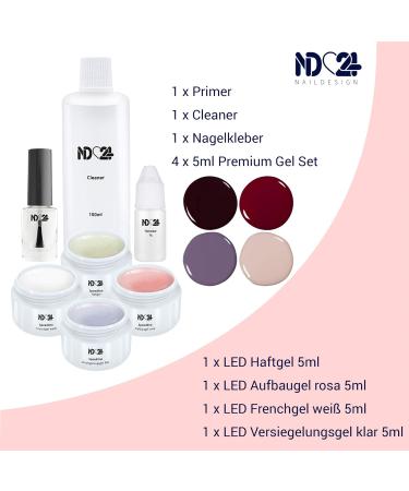 ND24 NAILDESIGN Geln gel Starter Set Premium Complete Gel Nail Kit with LED Lamp & Amarena Cherry Gels | Made in Germany | Perfect for Beginners - Buy Online on SooperMarket.com