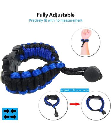 Survival Paracord Bracelet Set of 2 Blue- Tactical Emergency Gear Kit with SOS LED Light, Multitools, Fire Starter, Compass, and Whistle - Buy Online on SooperMarket.com