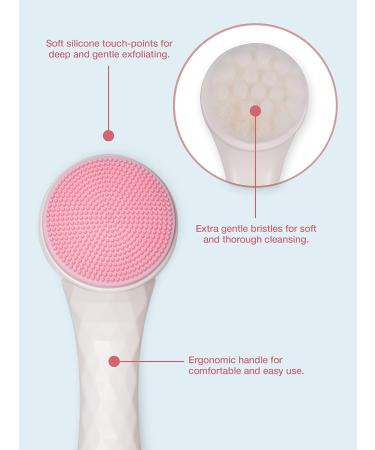 2 in 1 Manual Face Brush Cleanser - Exfoliating & Soft Bristle Face Cleansing Brush - Deep Pore Exfoliation, Makeup Removal, Acne Treatment - Hot Pink - Buy Online on SooperMarket.com