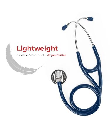 eSteth Cardiology Stethoscope - Ultra Sensitive Single Head - Extra Ear Tips & 30" Flexible Tubing - Navy Blue | Professional Medical Equipment - Buy Online on SooperMarket.com