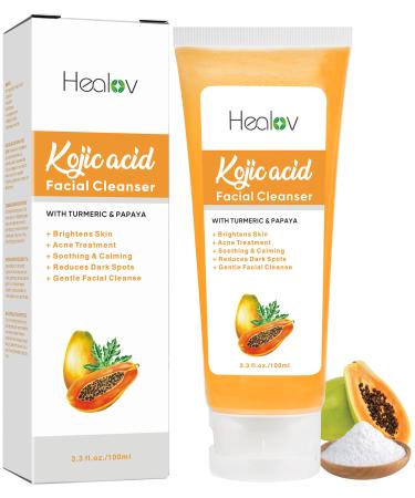 Kojic Acid Soap for Hyperpigmentation Skin Brightening Kojic Papaya Face and Body Wash Dark Spot Soap Reduces Acne Scars and Evens Skin Tone Turmeric Facial Cleanser for Brighter Glowing Skin