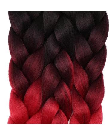 Tess Braids Extensions Ombre 60cm - Jumbo Kanecalon Hair for Box Braids | 100g (Black Red Ombre) - Buy Online on SooperMarket.com