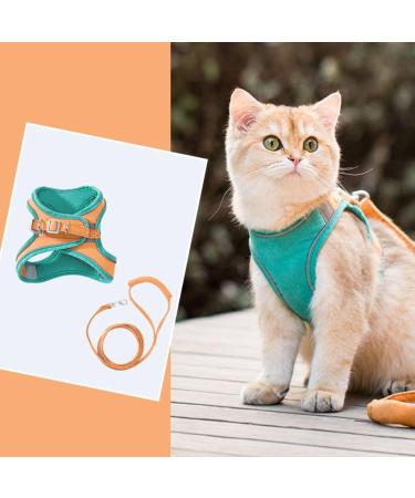 Fueegue Cat Harness with Leash Escape Proof Adjustable Soft for Cats and Dogs Puppy Harness Green XXL