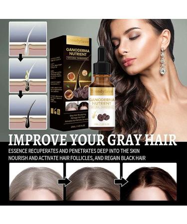 Trendyfave Anti-greying Hair Serum Ganoderma Nutrient Hair Darkening Serum Natural Hair Grey Reverse Essence Restore Hair Natural Color Grey Hair Coverage Serum Promotes Thicker Fuller Healthier Hair - Buy Online on SooperMarket.com