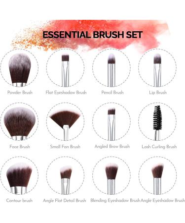 HEYMKGO 12pc Travel Size Makeup Brush Set with 2pc Sponges | Wooden Handle Brushes for Foundation, Blush, Eyeshadow & More - Buy Online on SooperMarket.com