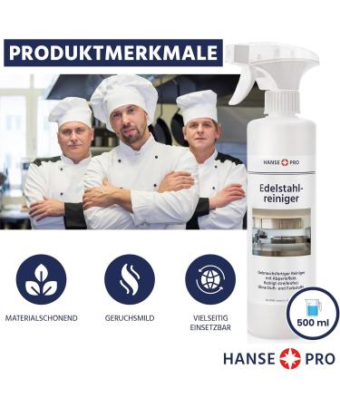 Hanse Pro Stainless Steel Cleaner - Ready to Use Fragrance-Free & Dye-Free Strip-Free Cleaning for Kitchen & Grill (4 x 500 ml) - Buy Online on SooperMarket.com