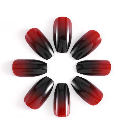 Brishow Coffin False Nails Halloween Decoration Black Red Press On Nails - 24pcs for Women and Girls - Buy Online on SooperMarket.com