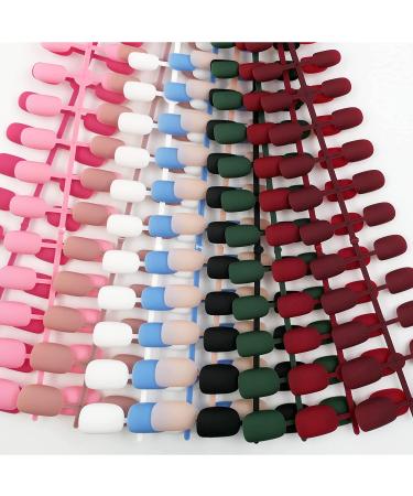 240pc Kids Short Square Matte Press on Nails 10 Colors Colored Artificial Fingernails for Women, Girls, Kids - Manicure Design Decor (Short Round) - Buy Online on SooperMarket.com
