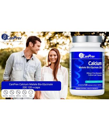 CanPrev Calcium Malate Bis-Glycinate Supplement | 120 Capsules | Therapeutic 200mg Elemental | Ideal for Healthy Bones Teeth Muscle Cramps Promote Relaxation & Digestive System - Buy Online on SooperMarket.com