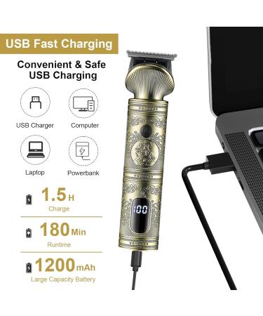 Bestauty 6 in 1 Beard Trimmer Kit for Men - Professional Hair Clipper with T-Blade, Cordless & Rechargeable - Ideal for Nose, Body & Facial Grooming - LED Display & Zero Gapped Design - Golden - Buy Online on SooperMarket.com
