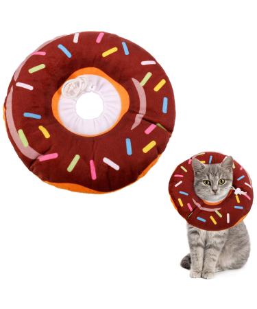 Xinzistar Cat Cone Collar Recovery Collar Pet Kitten Soft Protective Neck Collar After Surgery Adjustable Healing Elizabeth Collar Comfy Cotton Cone (S Brown Donut)