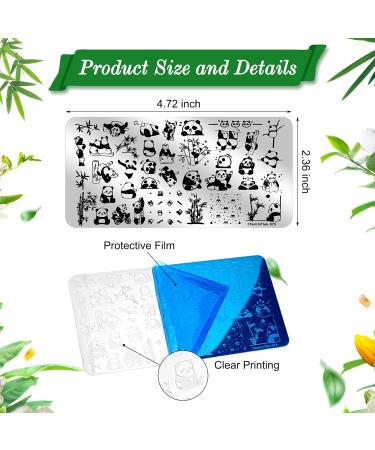JSRQT Nail Art Stamping Plates Set - 6 Mixed Pattern Stencils for DIY Manicure | Sweet Panda Floral & Leaf Designs - Buy Online on SooperMarket.com