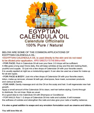 Buy Pure Egyptian Calendula Oil | Natural Moisturizer for Face Skin Hair & Nails | Botanical Beauty 1 Fl Oz (30 ml - Buy Online on SooperMarket.com