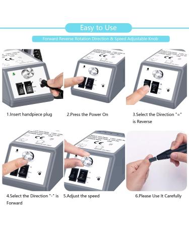 Professional Electric Nail Drill 20000 RPM Efile Manicure Grinder with Bits and Sanding Bands (Grey) - Buy Online on SooperMarket.com
