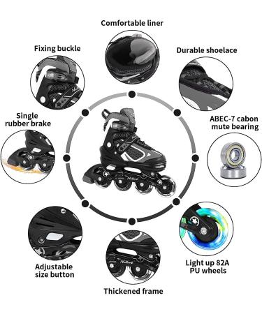 MonSports Adjustable Inline Skates for Kids - Red/Black/Blue - Light-up Wheels - Size L (US 5-8) - Buy Online on SooperMarket.com