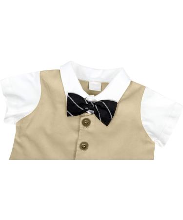 AmzBarley Baby Boys Gentlemans Tuxedo Romper Suit | Khaki 104 | 12-18 Months - Buy Online on SooperMarket.com