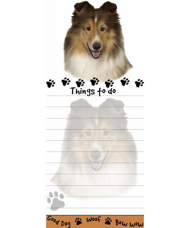 "Sheltie Magnetic List Pads" Uniquely Shaped Sticky Notepad Measures 8.5 by 3.5 Inches