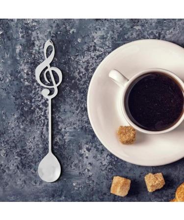 Stirring Spoon Stainless Steel Dessert Spoon Musical Note Coffee Drinking Stirring Spoons 15.5 * 2.5cm(Silver) - Buy Online on SooperMarket.com