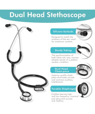 Buy Micro Shine Adjustable Stethoscope for Doctors & Medical Students - Lightweight Flexible Tube & Soft Ear Knobs (Black) - Best Quality for Optimal Performance - Buy Online on SooperMarket.com