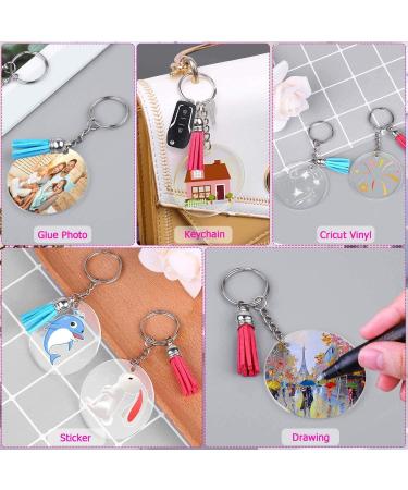 Shynek Acrylic Blank Keychains Set - 200 Clear Keychain Blanks for Vinyl with Tassels, Rings, and Jump Rings - 200 Multicolors - Buy Online on SooperMarket.com