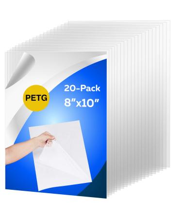 CalPalmy 20 Pack of 8x10 PETG Sheet/Plexiglass Panels 0.040 Thick Use for Crafting Projects Picture Frames Cricut Cutting and More Protective Film That is Safe for Adults and Children 8x10"(20-Pack)