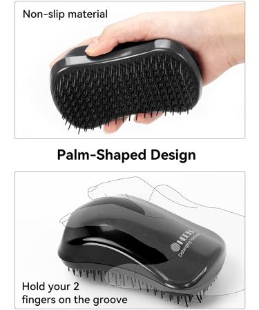 HEETA Detangling Hairbrush for Fine, Fragile, Color-Treated Hair - Knot-Free Hairbrush for Curly, Natural, Straight, Wet or Dry Hair - Ideal for Men, Women, Kids, and Pets - Black - Buy Online on SooperMarket.com