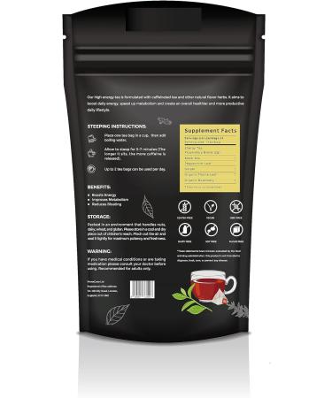 PrimeCove High Energy Tea - Boost Metabolism, Reduce Bloating | Caffeinated Black Tea with Peppermint, Ginger, Thyme & Rosemary - 14 Sachets - Buy Online on SooperMarket.com