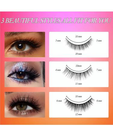 Natural Look Magnetic Eyelashes Kit - 3 Pairs with Upgraded Eyeliner & Applicator | No Glue, Reusable - Buy Online on SooperMarket.com