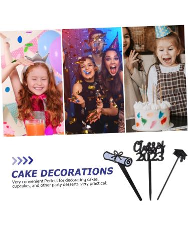 KOMBIUDA 30pcs 2023 graduation cake insert grad cake toppers graduation cupcake toppers graduation cake picks 2023 graduation party supplies cat cupcake toppers plastic paper cup graduate 7.6X4CM Black - Buy Online on SooperMarket.com