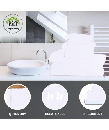 Microfiber 8-Piece Towel Set - Ultra Soft & Absorbent - 2 Bath, 2 Hand Towels, 4 Wash Cloths - White - Ideal for Bathroom, Gym, Hotel, Beach, Spa - Buy Online on SooperMarket.com
