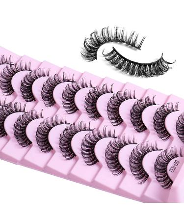 Russian Strip Lashes DD Curl Wispy 16mm - 10 Pairs Pack (DD-032) | Fluffy Faux Mink Lashes for Natural Volume Extension - Buy Online on SooperMarket.com