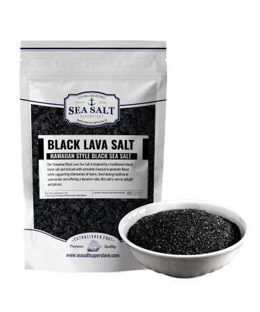 Hawaiian Black Lava Sea Salt, Black Salt for Cooking or Cocktails, Sal Negra, 14 oz Bag - Sea Salt Superstore