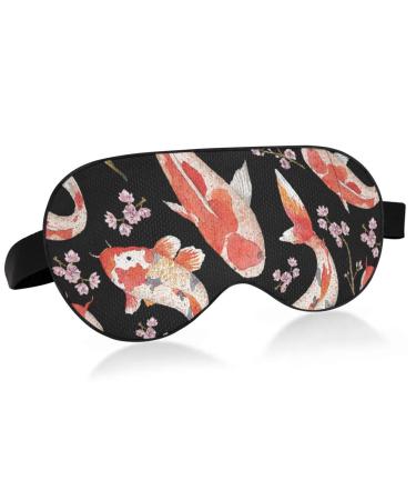 Haskirky Light Blocking Eye Mask Breathable and Adjustable Adult Men and Women Travel on Business Trips Yoga Meditation Light Smooth Comfortable Eye Mask Office Deep Sleep Goodies Koi Fish Peach Bl