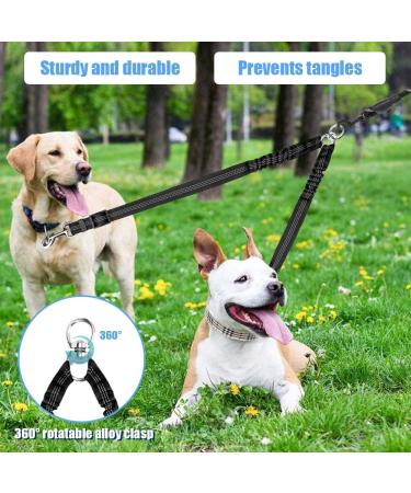 360 Rotatable Double Dog Leash for Two Dogs | Adjustable Reflective Leash for Small Medium & Large Dogs | Perfect for Walking Training & Jogging - Buy Online on SooperMarket.com