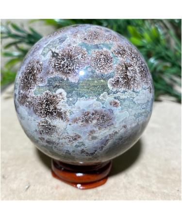 Green Flower Agate Stone Crystal Quartz Natural Sphere Wichcraft Minerals Handwork Ball House Decoration Home +Stand 1pc (Color : 250-260g) - Buy Online on SooperMarket.com