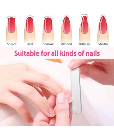 Crystal Glass Nail Shiner Set with Nano Nail File - 4 Pieces, White and Black Flat End - Includes Case for Natural Nails - Buy Online on SooperMarket.com