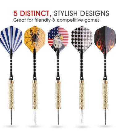 UZOPI 15 Pack Steel Tip Darts Set 18g with Sharpener & Extra Flights - Aluminum Shafts, Brass Barrels - Ideal for Rec Rooms, Man Caves, Bars & Game Rooms - Buy Online on SooperMarket.com