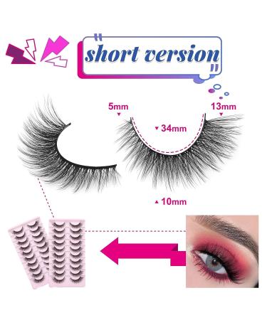 Fluffy 3D Mink Cat Eye False Eyelashes - 10 Pairs (13mm) for Women and Girls - Buy Online on SooperMarket.com